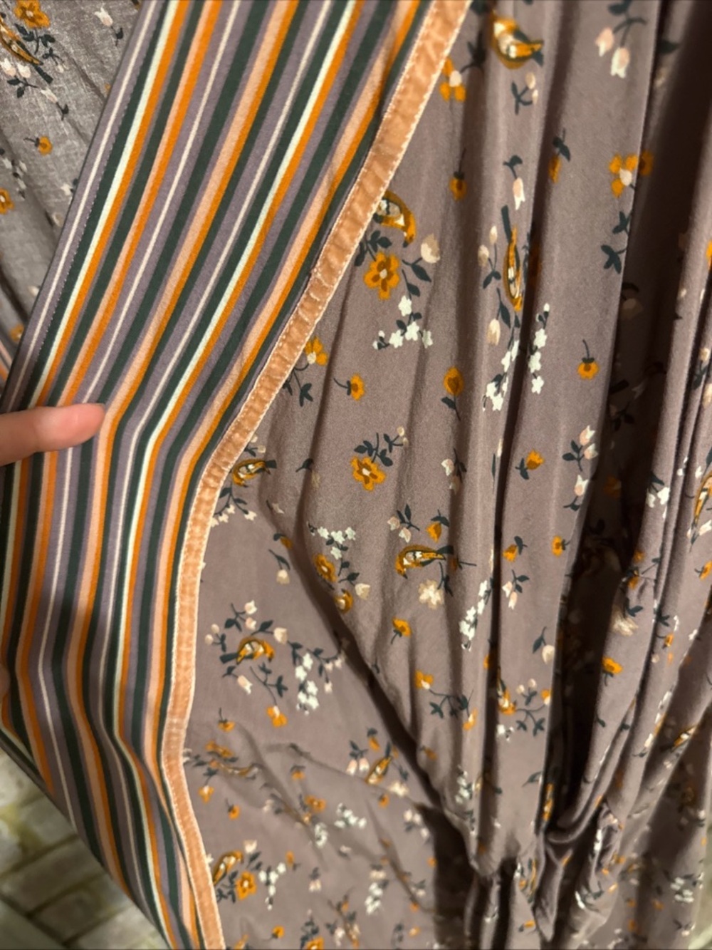 Matilda Jane purple Floral and Mustard Stripe Mixed-Print Top